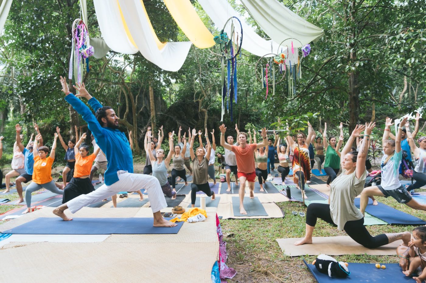 A yoga session in the garden